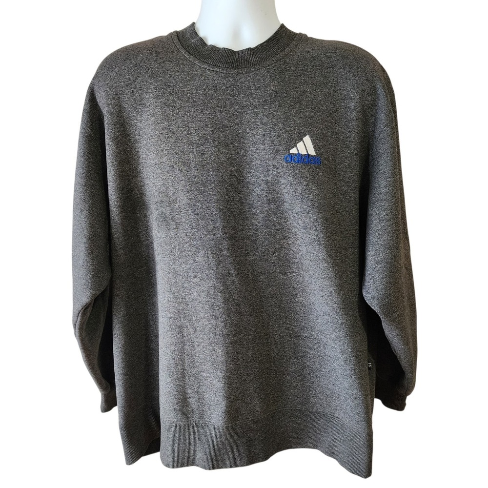 Vintage Adidas Embroidered Logo Crewneck Sweatshirt Gray Men's Medium M 90s